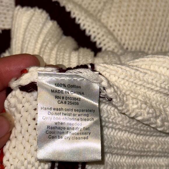 Evereve Sweater Women's Medium Cream Multi Striped Knitted Crewneck Pullover - Picture 5 of 9